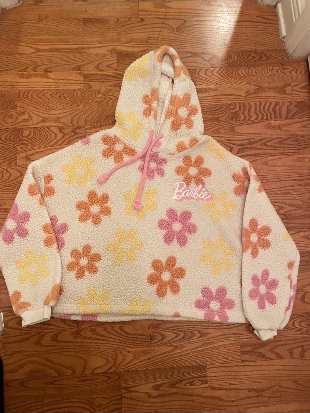 Hooded Floral Sherpa Pullover